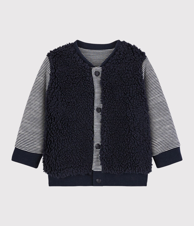 Cardigan r&eacute;versible b&eacute;b&eacute; gar&ccedil;on bleu/blanc