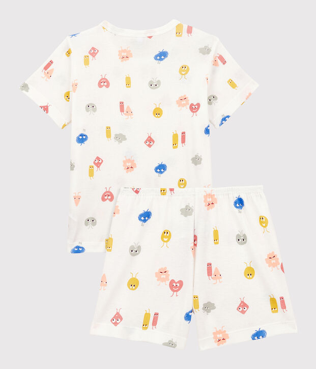 Pyjacourt &eacute;motions en coton lyocell enfant blanc/multicouleur