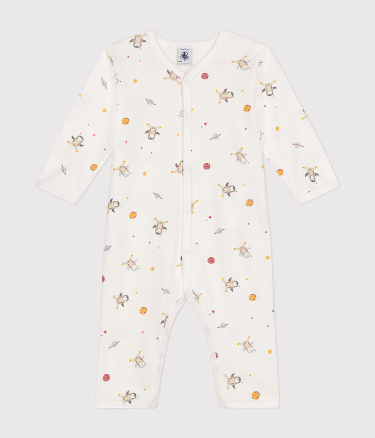 Pyjama sans pieds en coton b&eacute;b&eacute; blanc MARSHMALLOW/blanc MULTICO