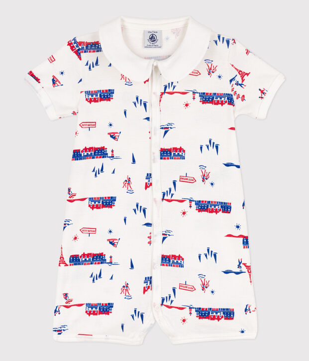 Combinaison courte Paris en coton b&eacute;b&eacute; blanc/multicouleur