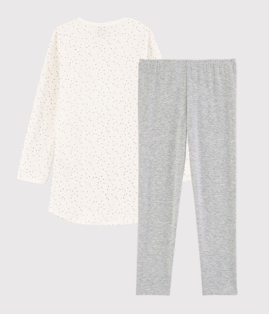 Chemise de nuit étoilée avec legging petite fille en tubique blanc MARSHMALLOW/gris ARGENT