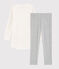 Chemise de nuit étoilée avec legging petite fille en tubique blanc MARSHMALLOW/gris ARGENT