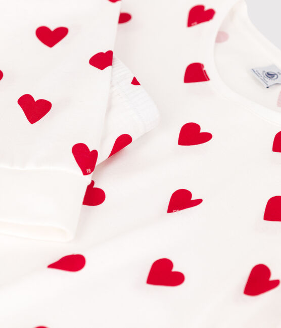 Pyjama cœur en coton femme blanc MARSHMALLOW/rouge TERKUIT