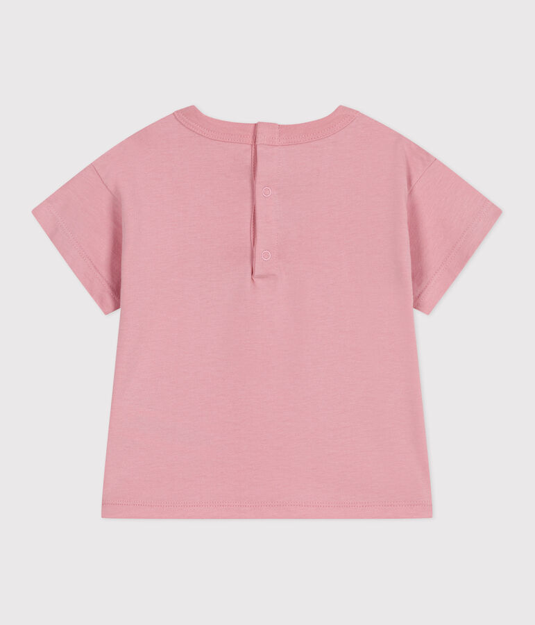 T-shirt b&eacute;b&eacute; en coton &agrave; manches courtes uni rose CHARME