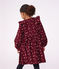 Robe enfant en velours manches longues &agrave; fleurs rouge/multicouleur