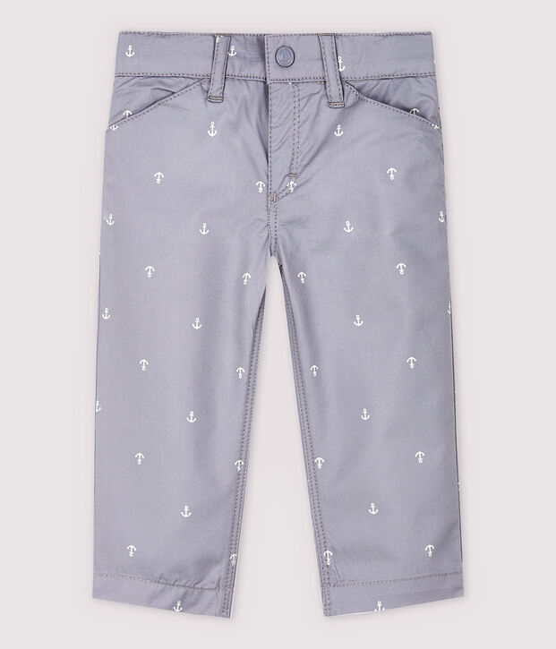 Pantalon en twill en brod&eacute; b&eacute;b&eacute; gar&ccedil;on gris