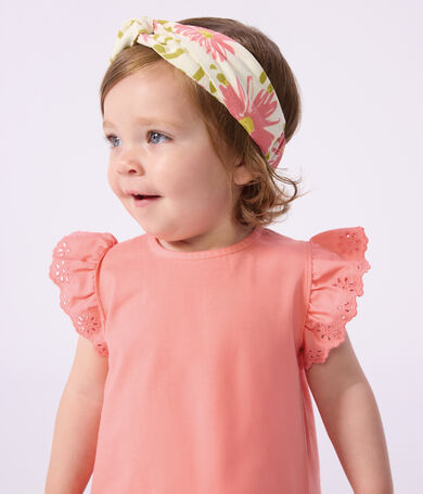 Bandeau b&eacute;b&eacute; fille en cr&eacute;pon imprim&eacute; fleuri