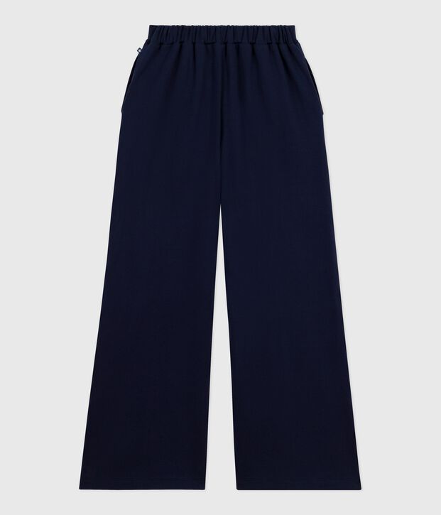 Pantalon femme en coton bleu marine