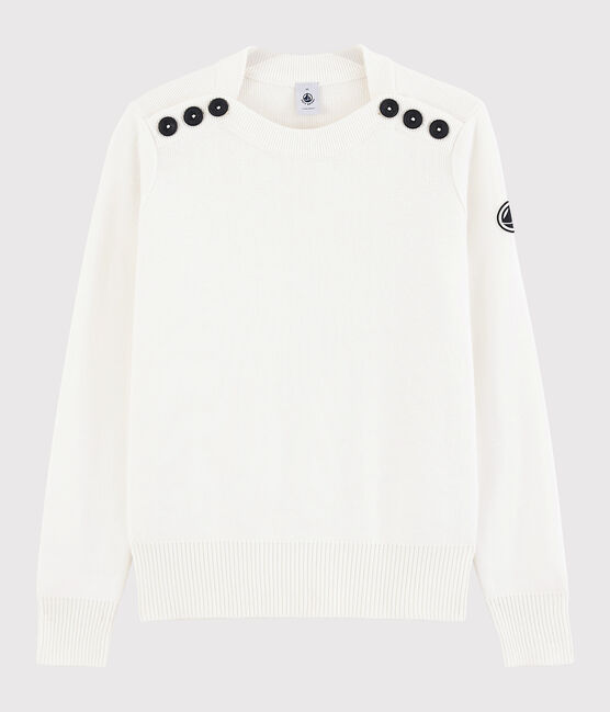 Pull marin en coton Femme  blanc MARSHMALLOW