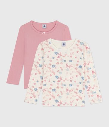 Lot de tee-shirts enfant en coton manches longues imprimé fleurs