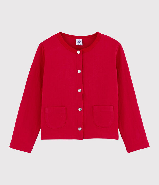 Cardigan en tubique enfant fille rouge