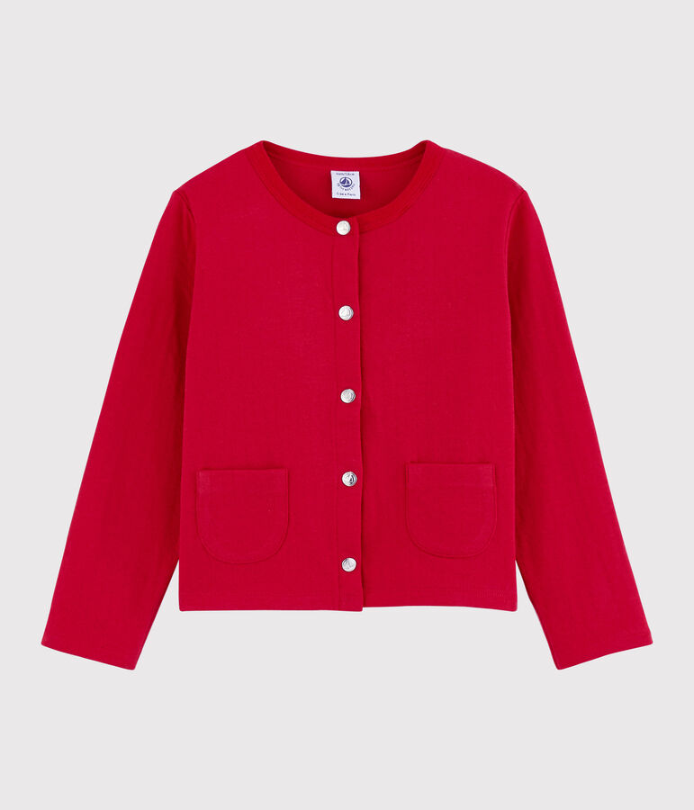 Cardigan en tubique enfant fille rouge TERKUIT