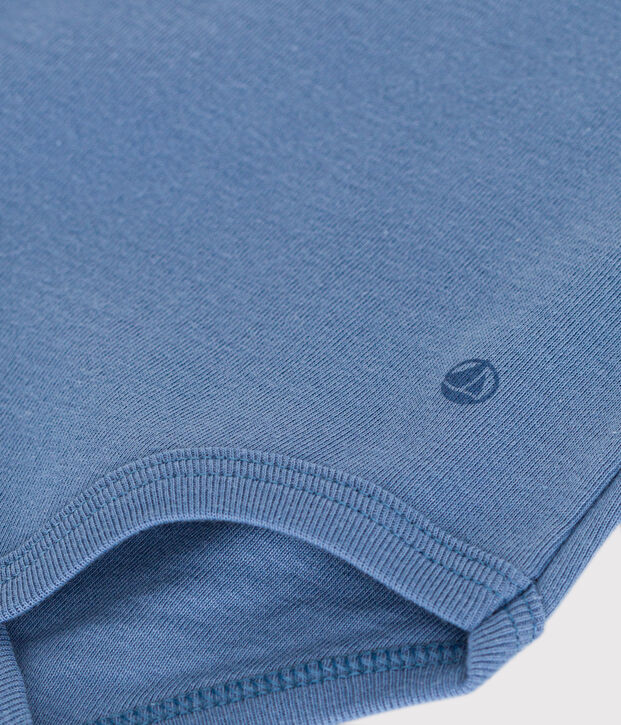 Body manches courtes col claudine en coton b&eacute;b&eacute; bleu