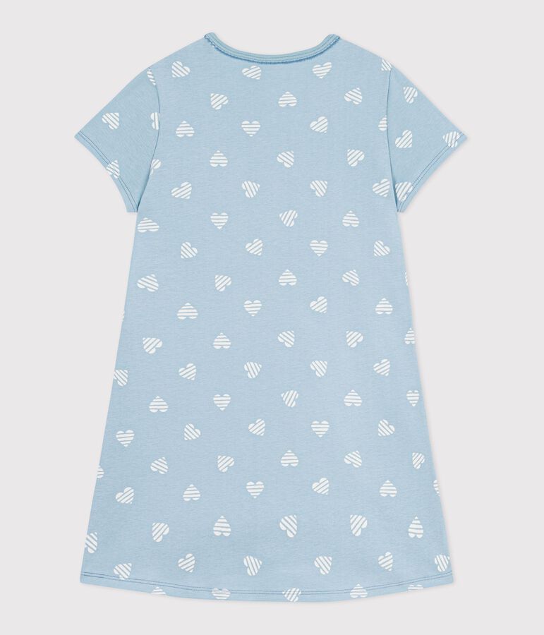 Chemise de nuit enfant en coton manches courtes imprim&eacute; c&oelig;urs MIMI/ ECUME