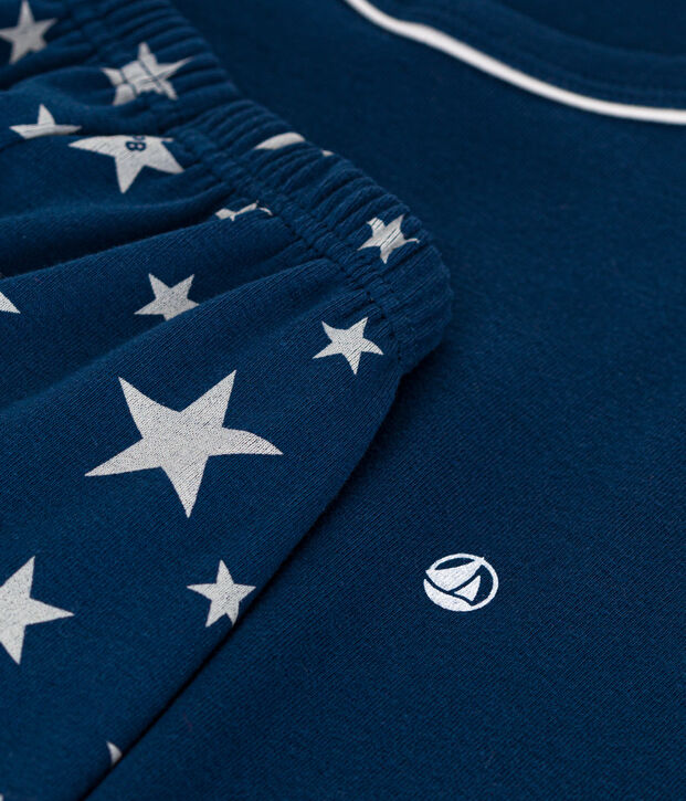 Pyjama short en coton junior bleu/blanc