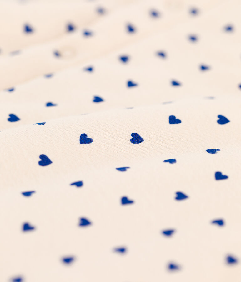 Dors-bien sans pieds c&oelig;ur b&eacute;b&eacute; en coton &eacute;cru/bleu