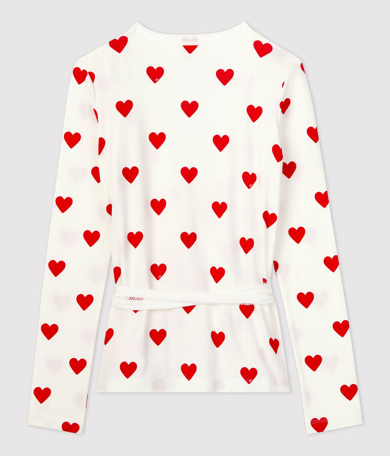 Cache-c&oelig;ur en coton BIO Femme blanc MARSHMALLOW/rouge TERKUIT