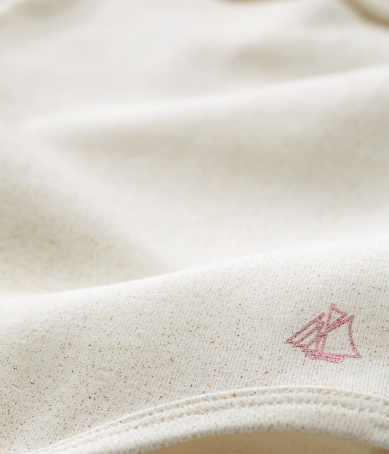 Body manches courtes col claudine brillant b&eacute;b&eacute; fille blanc/rose