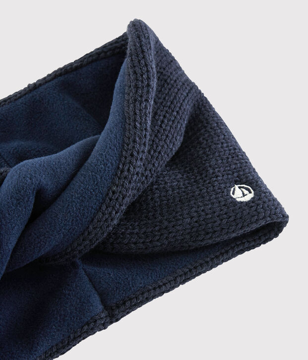 Snood torsad&eacute; en tricot enfant gar&ccedil;on - fille bleu marine