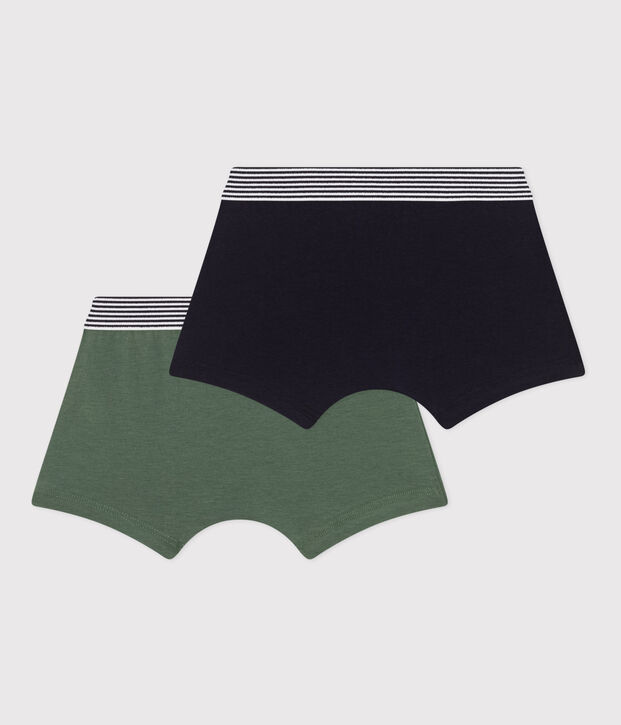 Lot de 2 boxers en coton et &eacute;lasthanne enfant multicouleur