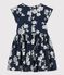 Robe manches courtes en popeline enfant fille bleu MEDIEVAL/blanc MARSHMALLOW