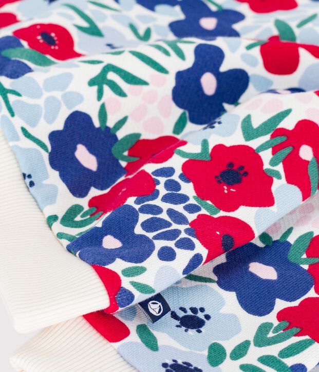 Sweatshirt b&eacute;b&eacute; en coton imprim&eacute; fleurs blanc/multicouleur