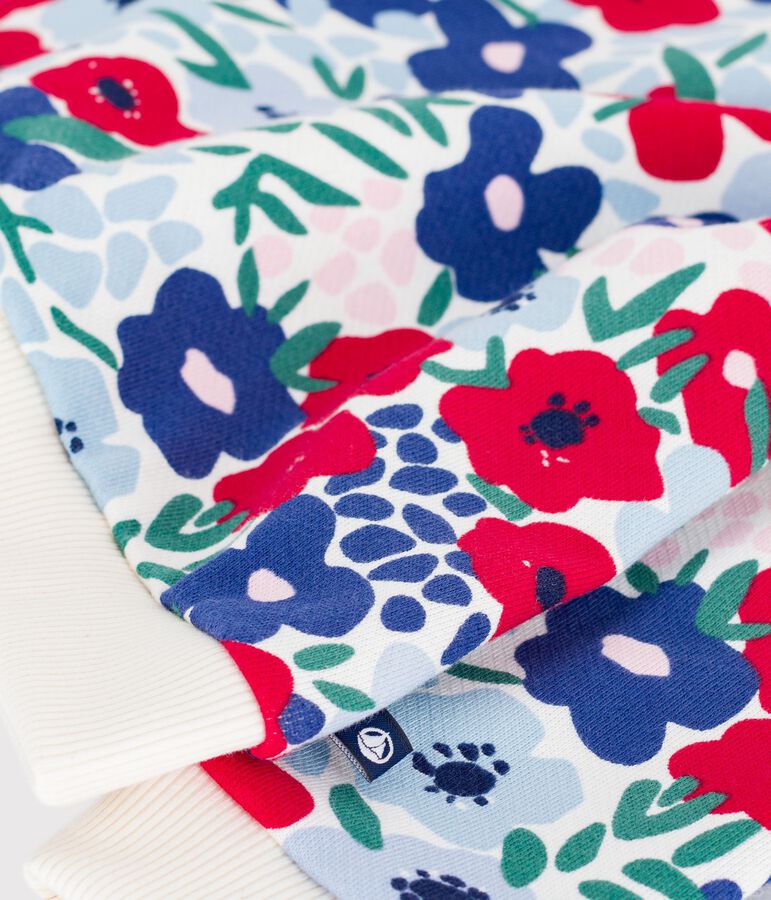 Sweatshirt &agrave; capuche b&eacute;b&eacute; en coton imprim&eacute; fleurs blanc MARSHMALLOW/blanc MULTICO