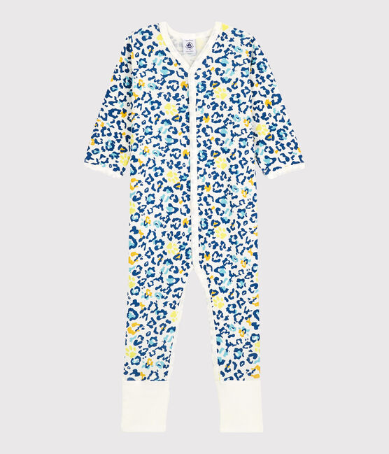 Dors-bien à pieds amovibles bébé phosphorescent imprimé panthère en coton blanc MARSHMALLOW/blanc MULTICO