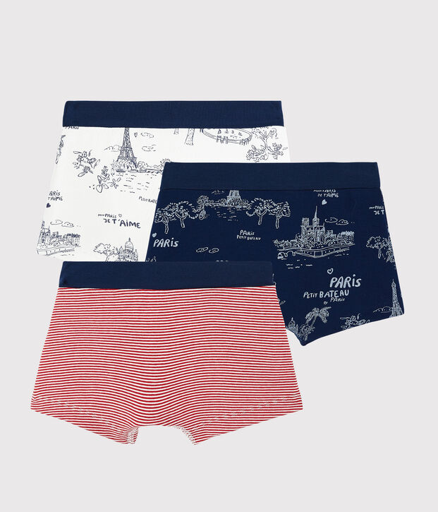 Lot de 3 boxers toile de Jouy Paris petit gar&ccedil;on multicouleur