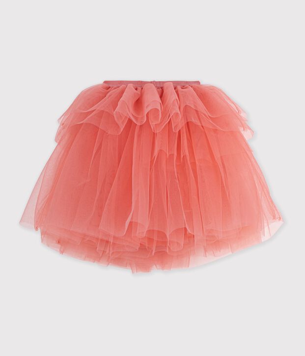Jupe enfant mi-longue en tulle unie corail