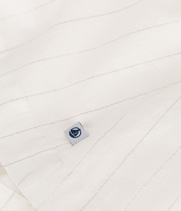 Robe enfant en coton manches courtes blanc/gris