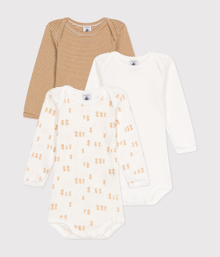Lot de 3 bodies manches longues poussins en coton b&eacute;b&eacute; multicouleur