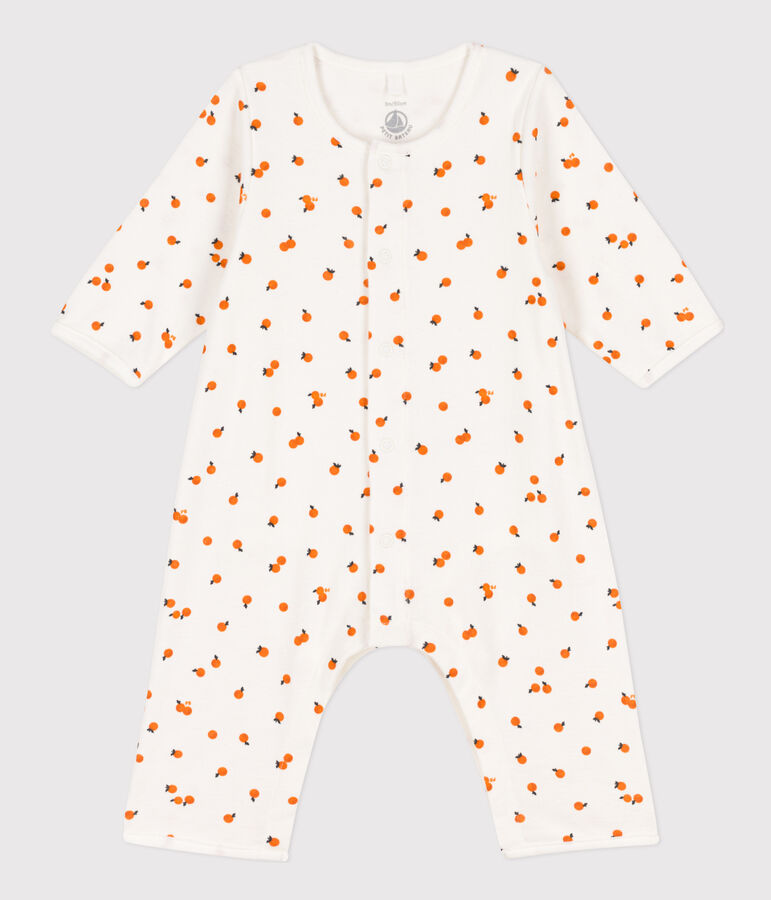 Bodyjama imprim&eacute;s en coton blanc MARSHMALLOW/ ORANGE