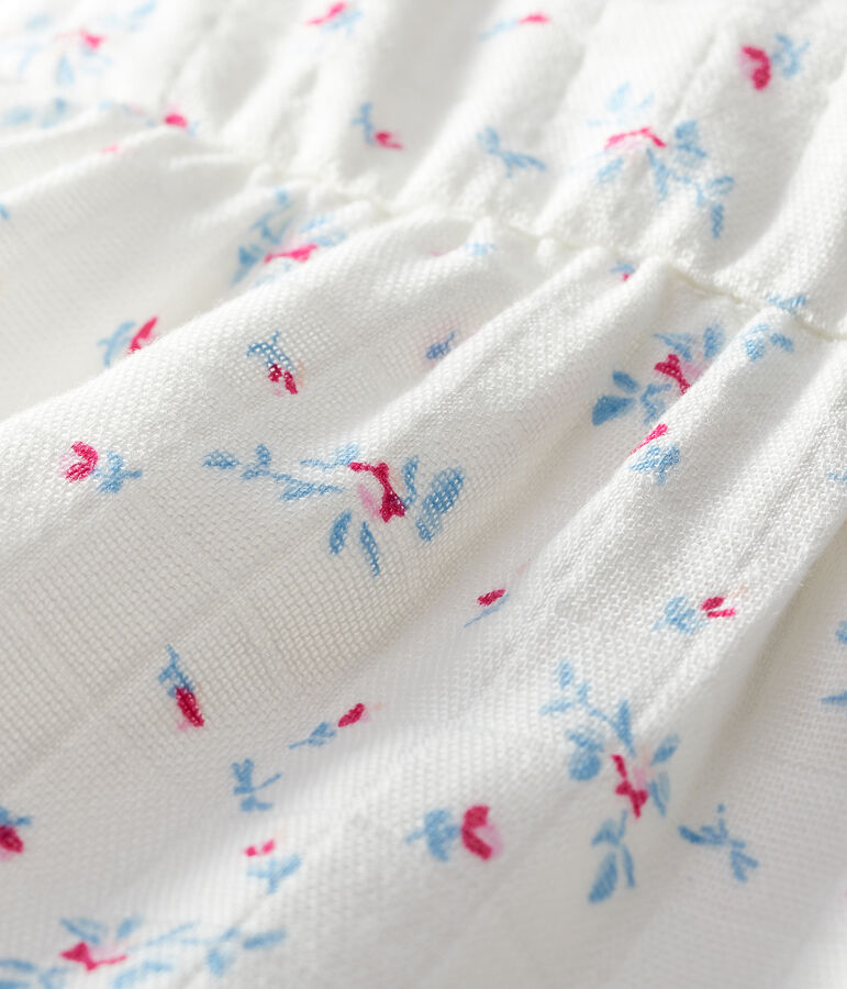 Combinaison b&eacute;b&eacute; fille en tissu couche blanc MARSHMALLOW/blanc MULTICO