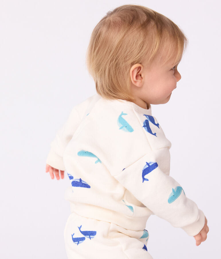 Ensemble sweatshirt et pantalon b&eacute;b&eacute; en coton imprim&eacute; baleine MILK/ MULTICO