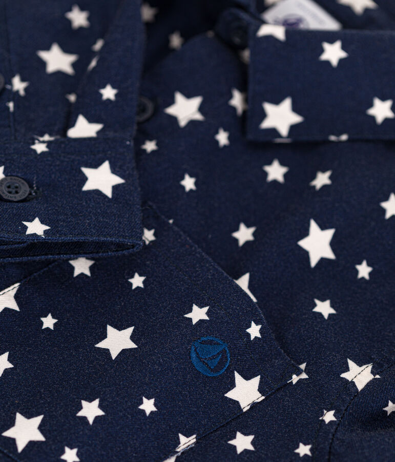 Chemise en flanelle enfant gar&ccedil;on bleu MEDIEVAL/blanc MARSHMALLOW