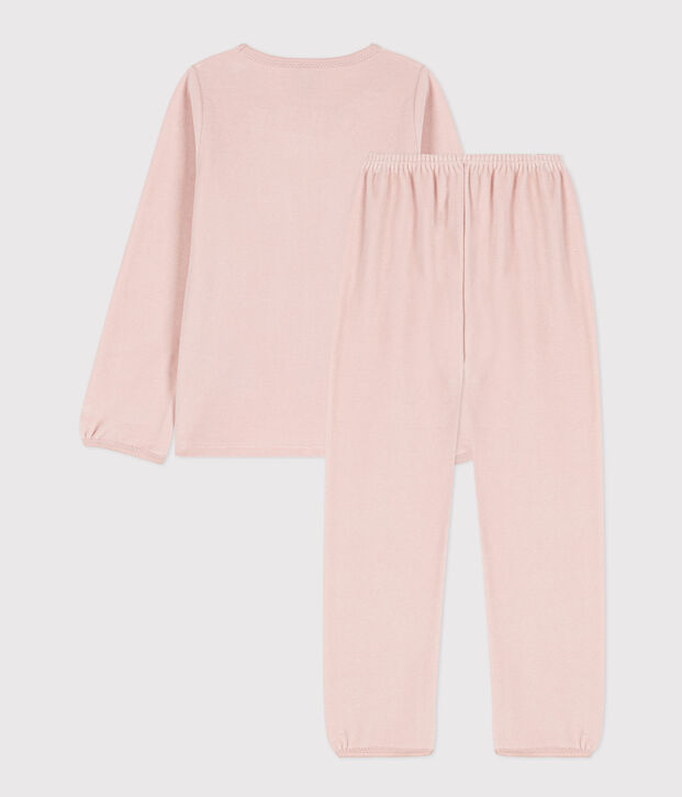 Pyjama petite fille en velours rose