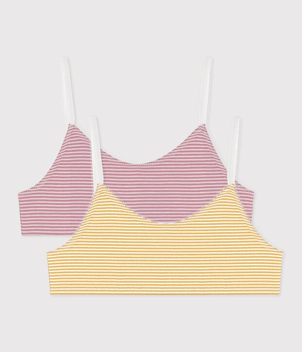 Lot de brassi&egrave;res enfant en coton ray&eacute; multicouleur