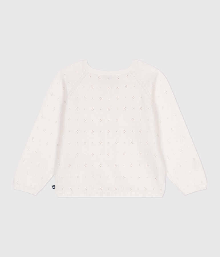 Cardigan enfant coton point fantaisie blanc MARSHMALLOW