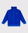 Sweatshirt zippé col montant enfant en coton uni bleu PERSE