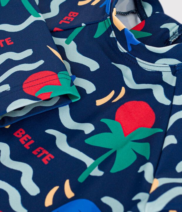 Tee-shirt anti UV b&eacute;b&eacute; imprim&eacute; bleu/multicouleur
