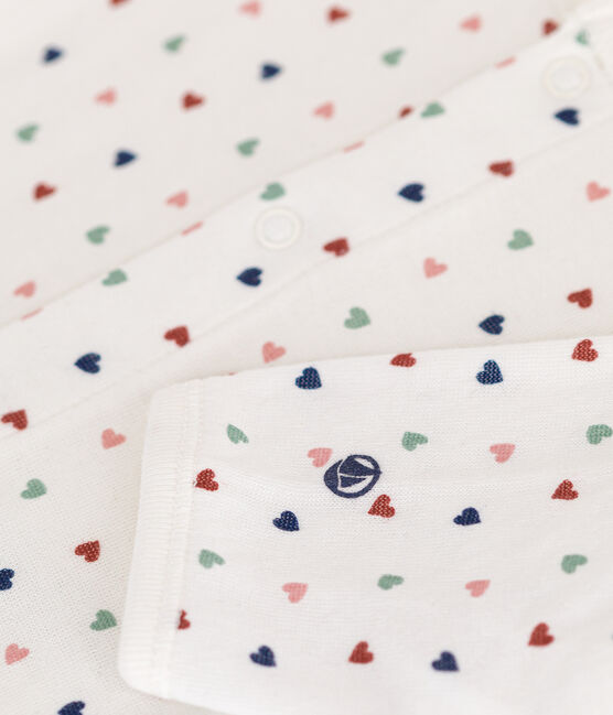 Bodyjama imprimés mini cœurs en tubique bébé blanc MARSHMALLOW/blanc MULTICO