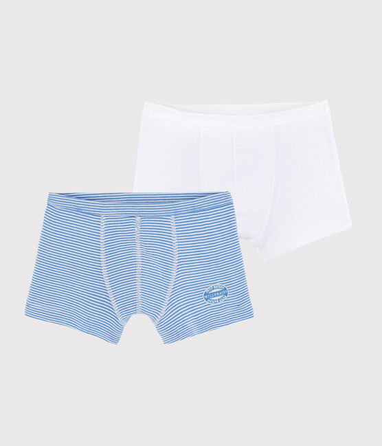 Lot de 2 boxers milleraies bleues petit garçon en côte variante 1