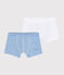 Lot de 2 boxers milleraies bleues petit garçon en côte variante 1