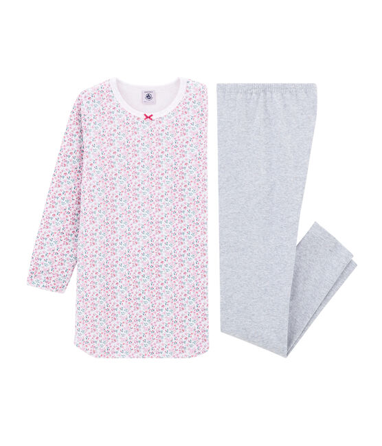 Chemise de nuit petite fille en velours avec legging blanc MARSHMALLOW/blanc MULTICO