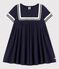Robe manches courtes en coton bio enfant fille bleu SMOKING