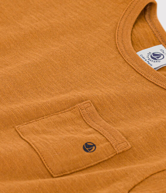 Tee-shirt manches courtes bébé en jersey flammé marron TOAST