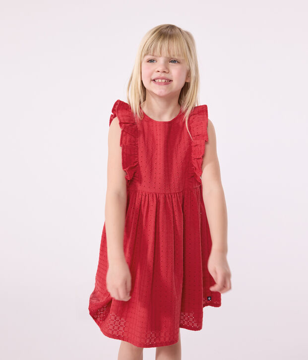 Robe sans manche enfant en coton rouge