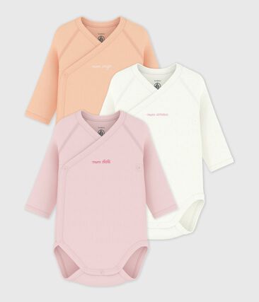 Lot de bodies croisés manches longues en coton imprimé bébé