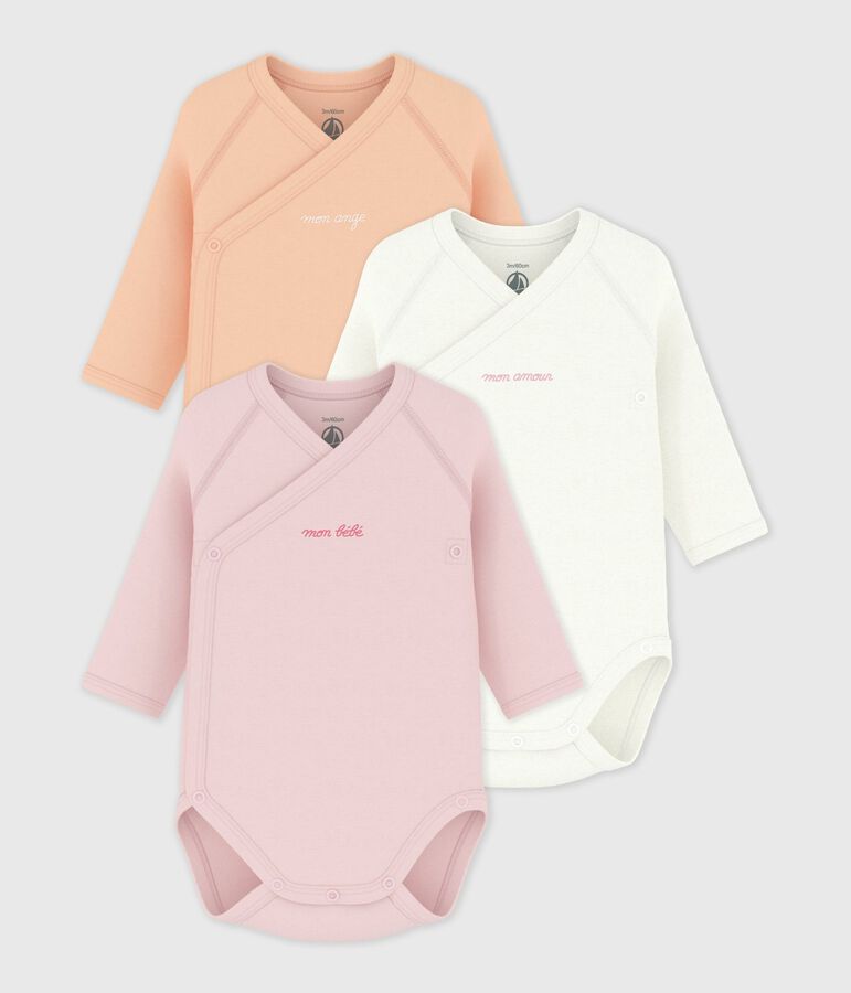 Lot de bodies crois&eacute;s manches longues en coton imprim&eacute; b&eacute;b&eacute; variante 2